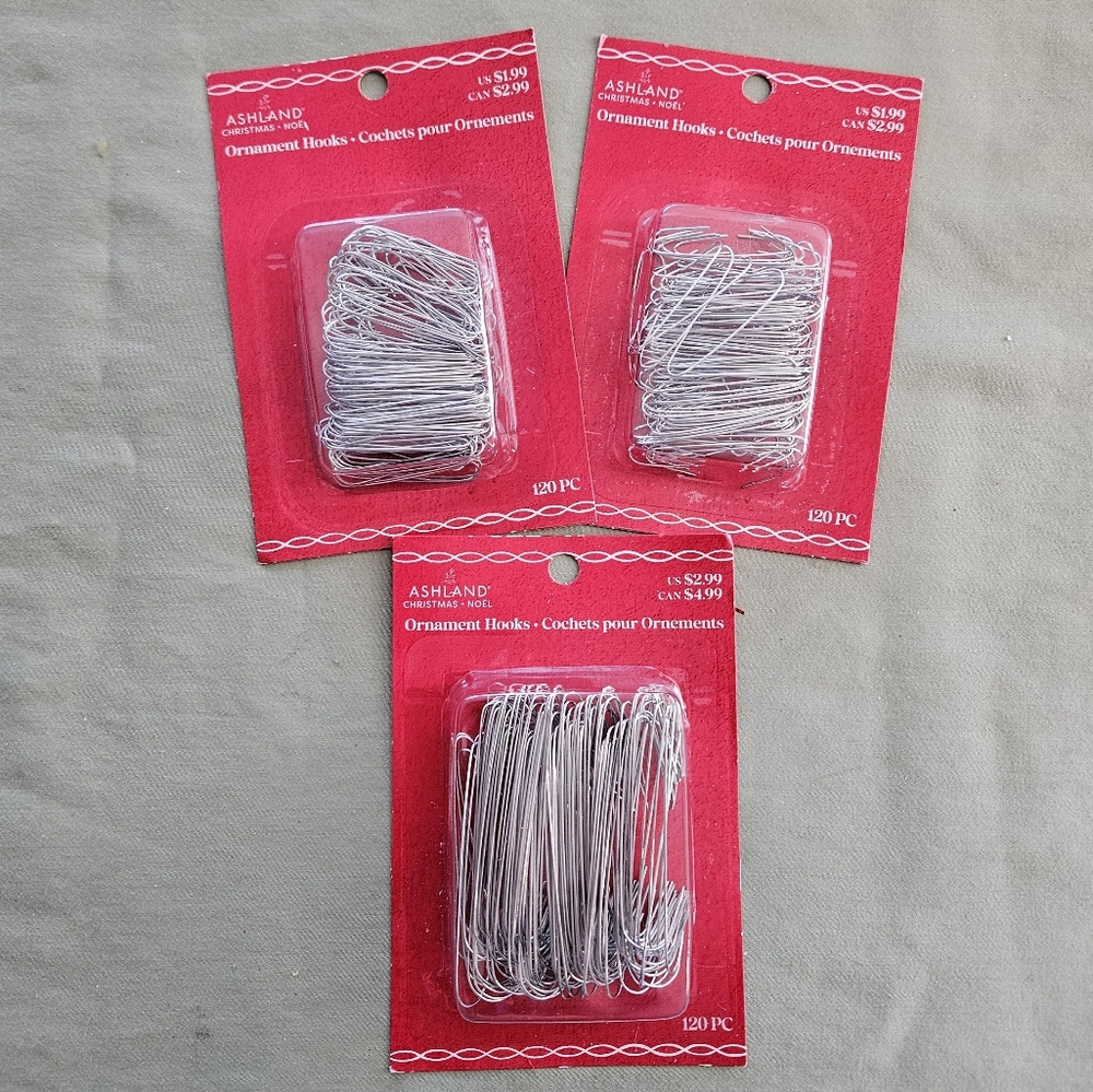 NEW Ashland Christmas Silver Ornament Hooks 2 x Medium & 1‎ x Large Size 360 P